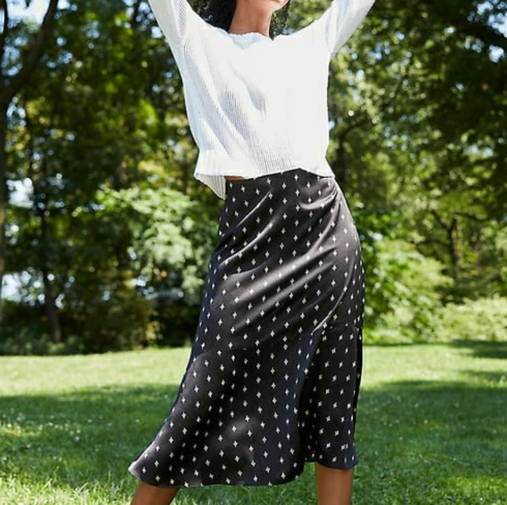 LOFT Crane Fluted Midi Skirt (Size 12) NWT